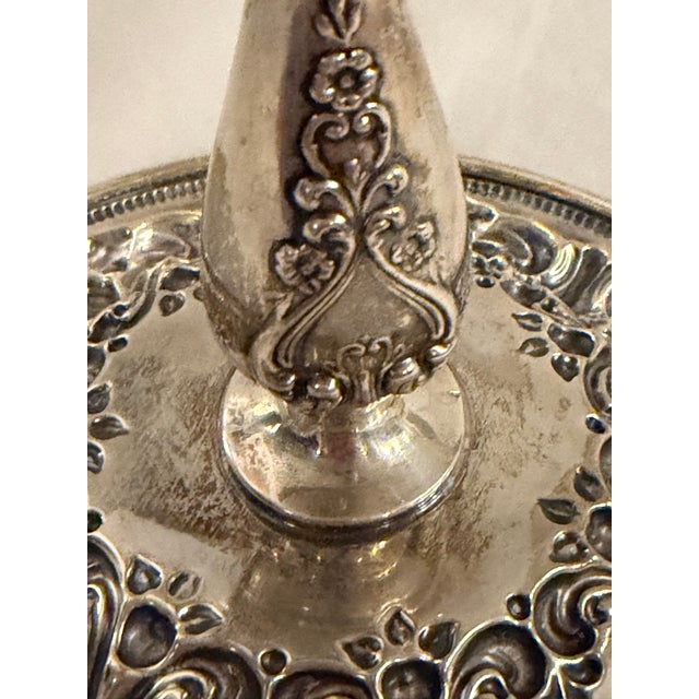 Antique Frank M. Whiting Footed Sterling Silver Dish With Floral Design For Sale - Image 6 of 9