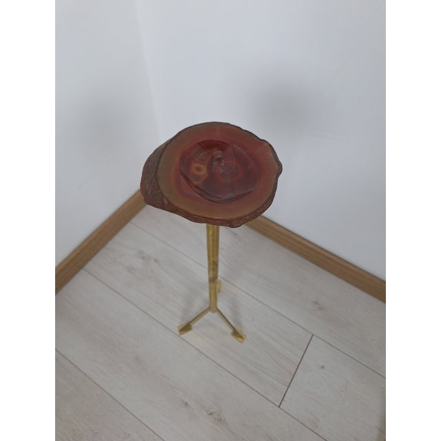 1950s Vintage Brass Ashtray with Red Hard Stone For Sale - Image 5 of 6
