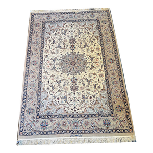 Vintage Super Quality Silk & Wool on SilK 500 Kpsi Signed Persian Isfahan Rug