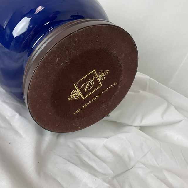The Bradburn Gallery Cobalt Ceramic Lamp Pair For Sale - Image 15 of 17