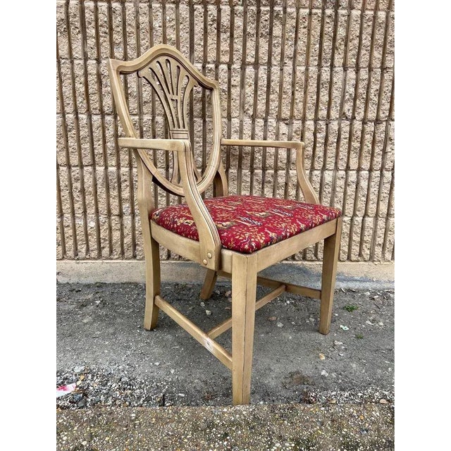 Mid 20th Century Vintage Drexel Federal Style Tan Color Painted Shield-Back Dining Chairs- Set of 5 For Sale In Washington DC - Image 6 of 10