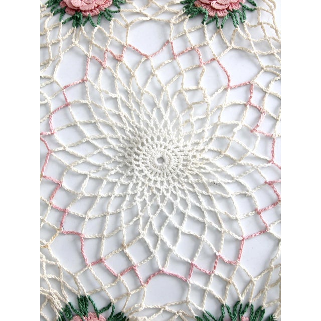 Textile Vintage Hand Crocheted Floral Doily For Sale - Image 7 of 10