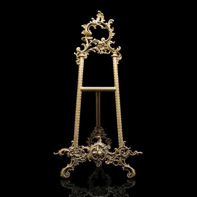 This is a tall vintage picture easel, crafted in England during the Art Deco period, circa 1930. This ornate Rococo...