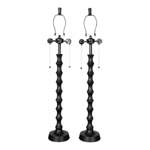 Bronze Finish Faux Bamboo Table Lamps - a Pair