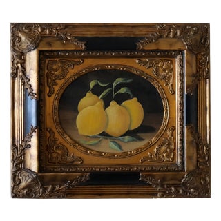 French School, Still Life with Lemons, 1800s, Oil Painting, Framed For Sale