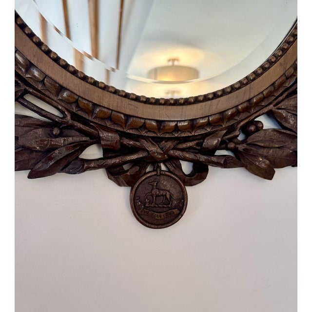Mid 19th Century Antique Carved Oak Wall Mirror, 1860 For Sale - Image 5 of 7