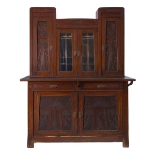 Art Nouveau Italian Buffet Cabinet with Glass Doors, 1905 For Sale