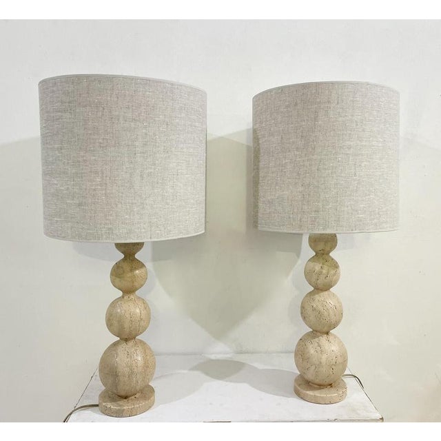 Travertine Table Lamps, Set of 2 For Sale - Image 4 of 4