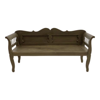 Antique Belgian Gray Painted Bench For Sale