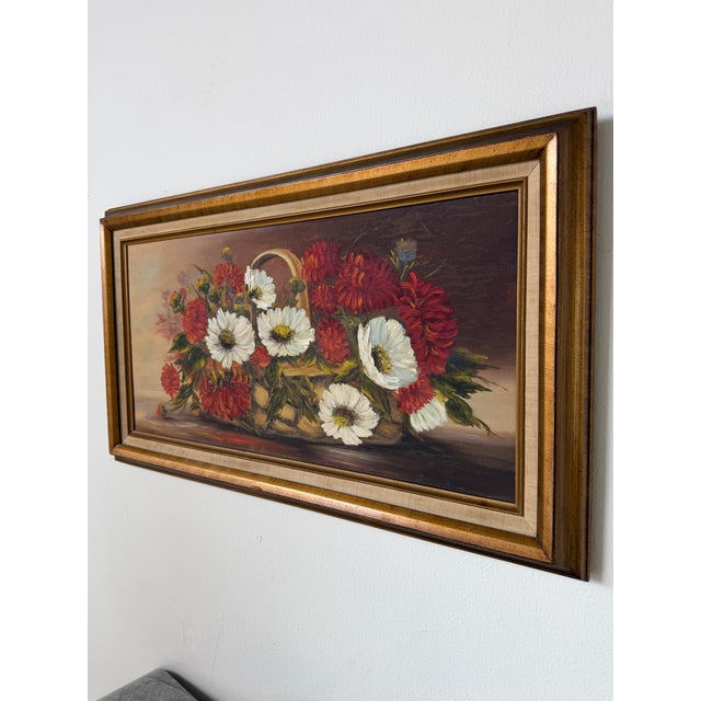Impressionist 1970s Vintage Impressionist Floral Basket Still Life Oil on Canvas Painting – Framed For Sale - Image 3 of 13