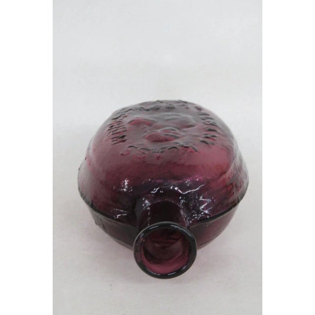 American Albany Glass Works Purple George Washington Mayflower Flask Bottle For Sale - Image 3 of 12