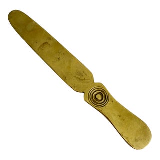 Antique Brass Letter Opener Paper Knife, Early 20th C For Sale