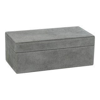 Carpi Suede Lux Decorative Box, 10" x 5" x 4", Gray For Sale