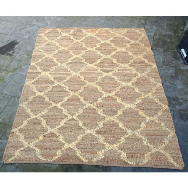 Hand Knotted Jute and Gold Foiled Papercord Rug, 1980s For Sale - Image 6 of 15