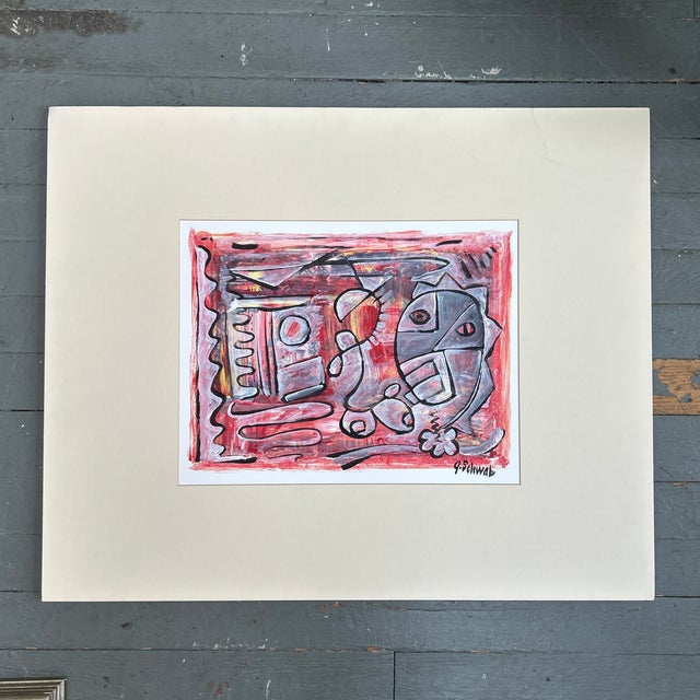 Contemporary original abstract expressionist painting by John Schwab. Painting itself measures about 17x12.5 and overall...