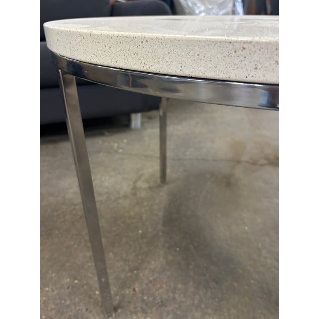Round White Stone Side Table For Sale - Image 4 of 7