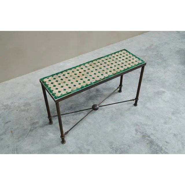 Vintage Art Deco Console Table in Patinated Iron and Tiles, 1950s For Sale - Image 3 of 16