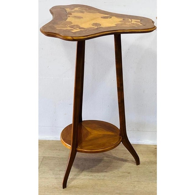 Louis Majorelle Art Nouveau Side Table / Boudoir Table Marquetry Pair Available For Sale - Image 10 of 12