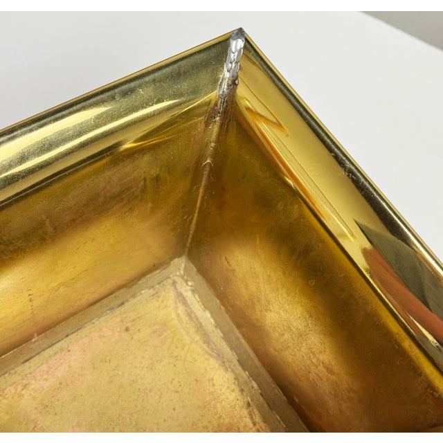 Vintage Postmodern Square Brass Cachepot Planter For Sale - Image 11 of 11