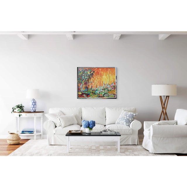 Contemporary "Monet's Lily Pond at Sunset, Giverny, France" Contemporary Oil Painting by Martha Holden For Sale - Image 3 of 5