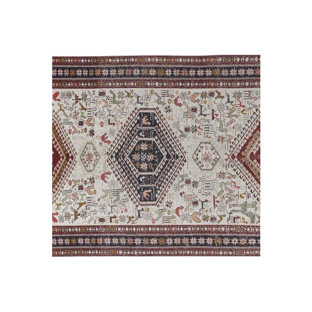 1960s Vintage Animal Pattern Soumac Kilim Rug 3'6'' X 6'1'' For Sale - Image 5 of 12