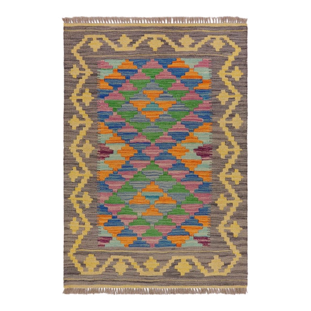 Rustic Turkish Hand-Woven Kilim Rug - 2'5'' X 3'1'' For Sale