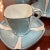 Ceramic Noritake Art Deco Style Robin's Egg Blue, White and Black Stripe Demitasse Service for 4 Signed For Sale - Image 7 of 11