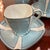 Ceramic Noritake Robin's Egg Blue, White and Black Stripe Demitasse Set Service for 4 Signed. For Sale - Image 7 of 11