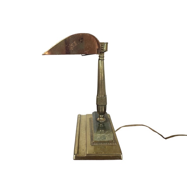 Traditional Brass and Onyx Desk Lamp For Sale - Image 3 of 8