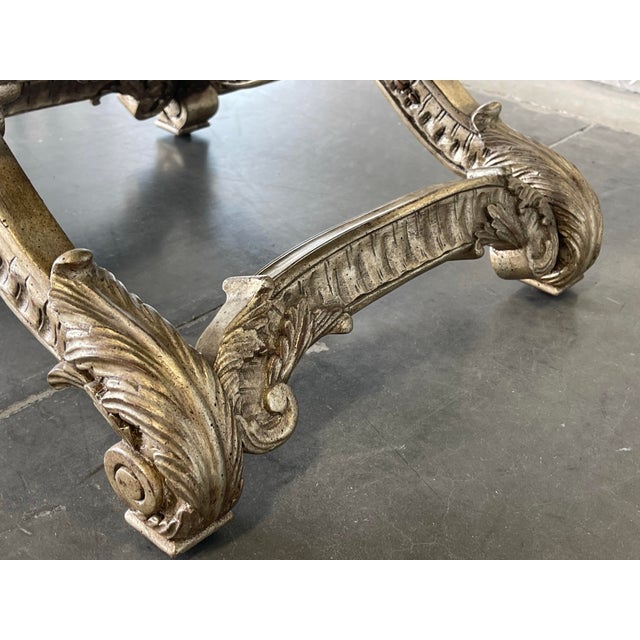 Gold French Empire Style Carved X-Form Footstool For Sale - Image 8 of 12