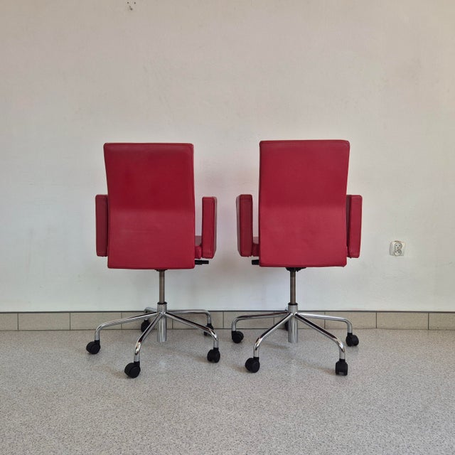 Red Leather Office Chair Bulo Pub & Club by Luc Vincent, 2000s For Sale - Image 10 of 14