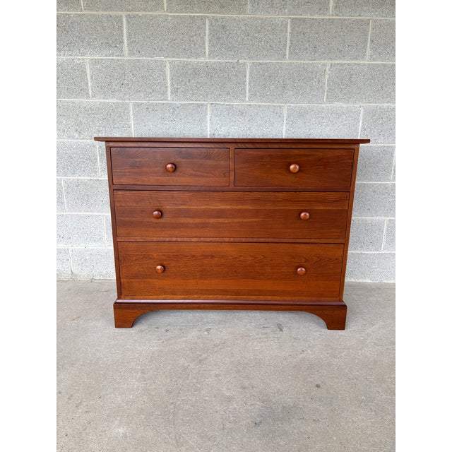 Description: Ethan Allen American Impressions Shaker Style 4 Drawer Cherry Bachelor Chest. In Very Good Vintage Furniture...