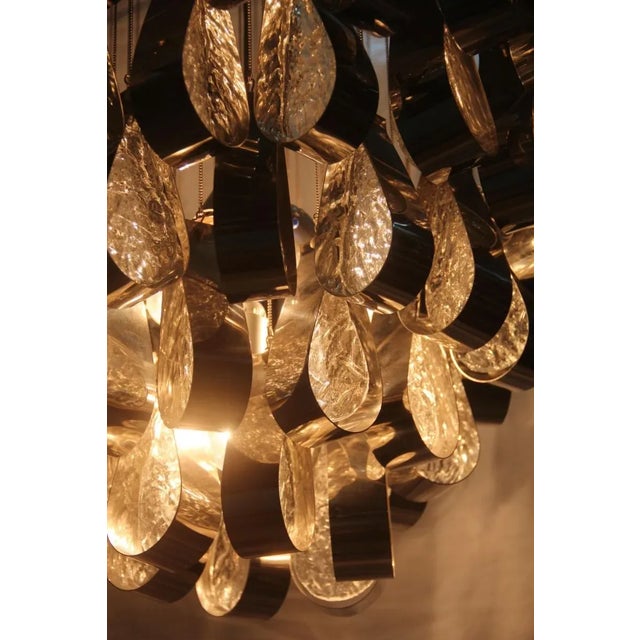 1970s Steel & Glass Waterfall Ceiling Lamp, 1970s For Sale - Image 5 of 18