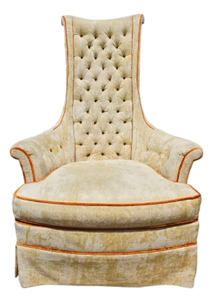 1970 Silver Craft Throne Chair Velvet Hollywood Regency High Back Armchair