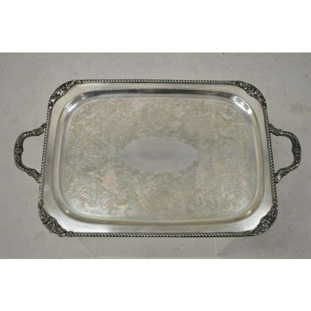 Rectangular English Regency Silver Plate Serving Platter Tray With