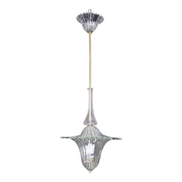 Elegant Art Decò Murano Glass Lantern by Barovier E Toso Pendant Light, 1950 For Sale