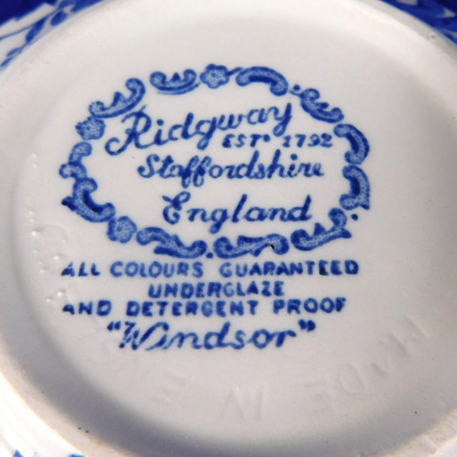 Set of Six Ridgway Windsor Blue Flat Cream Soup Bowls With Underplates For Sale In San Francisco - Image 6 of 6