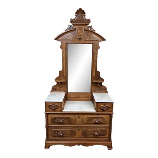 Antique Heirloom Eastlake Mahogany Vanity For Sale