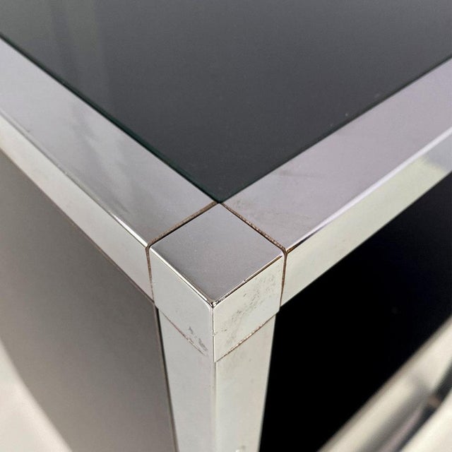 Italian Modern Chromed Steel, Wood and Glass Table, 1990s For Sale - Image 11 of 18