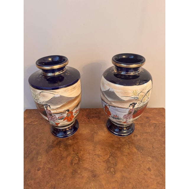 19th Century Large Antique Japanese Satsuma Vases, 1890, Set of 2 For Sale - Image 5 of 6