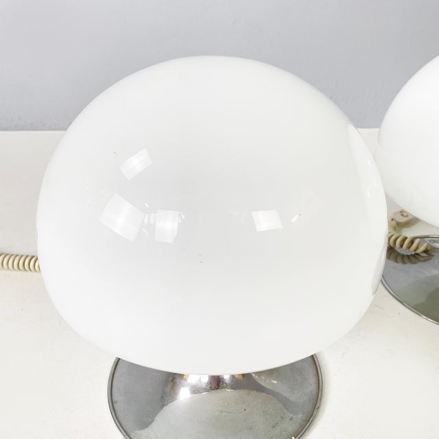 Glass Mid-Century Italian Mushroom Table Lamps attributed to Goffredo Reggiani for Reggiani, 1970s, Set of 2 For Sale - Image 7 of 14