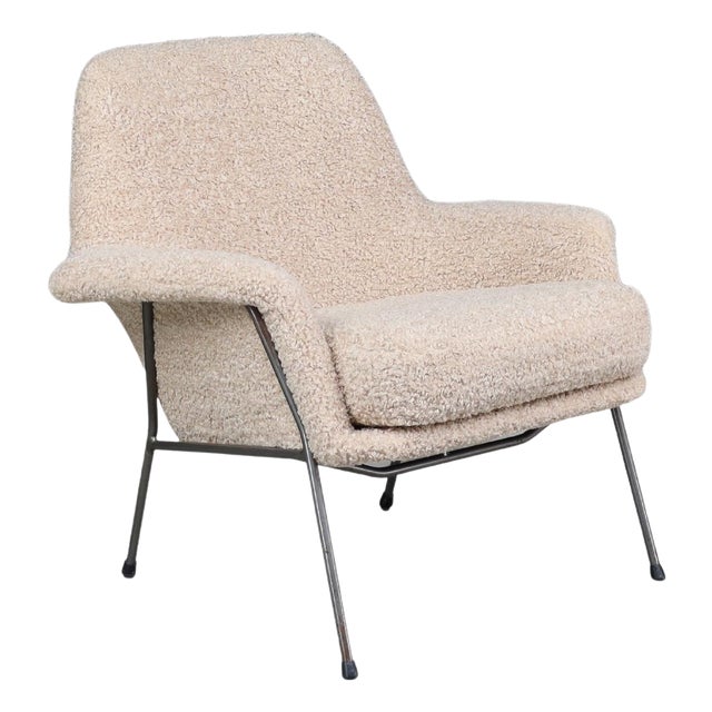 Mid-Century Modern Lady Lounge Chair in Teddy Upholstery, 1960s For Sale