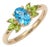 Swiss Blue Topaz & Peridot Ring | Floral Cluster Ring | Dainty Dual Gemstone Ring Us 7 For Sale