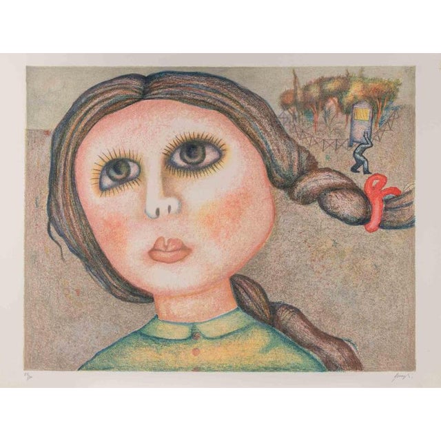 Colored lithograph on wove paper realized by Enrico Benaglia in 1980s. Edition of 130. Hand signed and numbered in pencil....