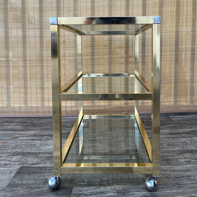 Vintage Mid Century Modern Dry Bar/ Serving Cart in the Pierre Vandel Style. Circa 1970s For Sale - Image 10 of 18