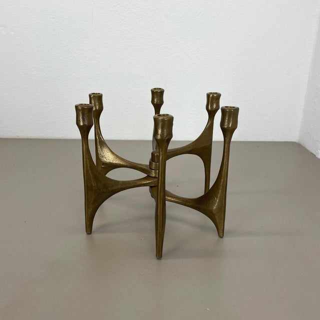 Large Mid-Century Modern Brutalist Bronze Candleholder by Michael Harjes, Germany, 1960 For Sale - Image 3 of 15