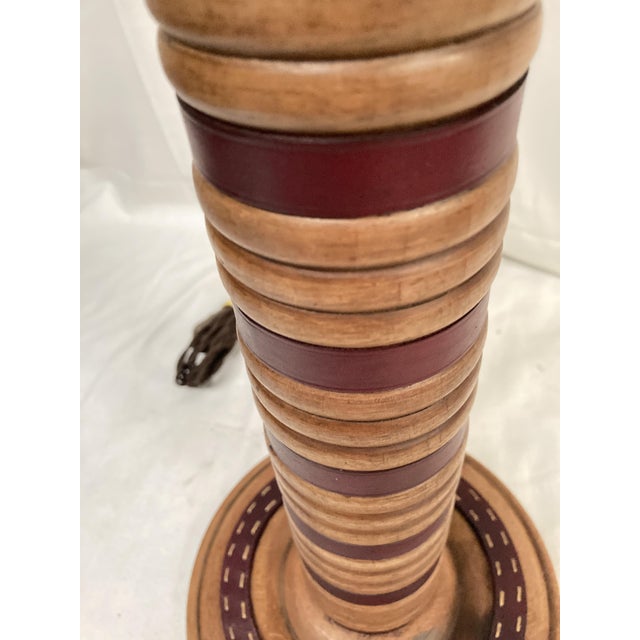 Leather and Wood Covered Lamps by Jacques Adnet, 1950 For Sale - Image 6 of 10