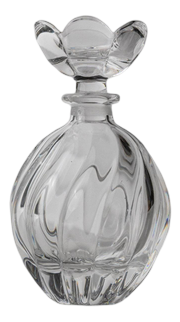 Vintage Curved Hand-Blown Murano Glass Perfume Bottle with Floral Stopper, 1950s