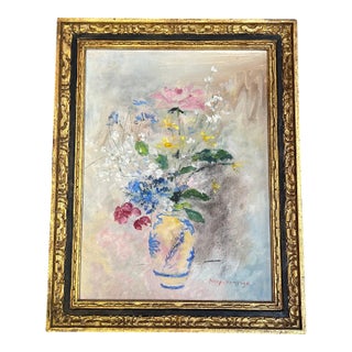 1970’s Original Abstract Impressionist Floral Still Life Painting For Sale