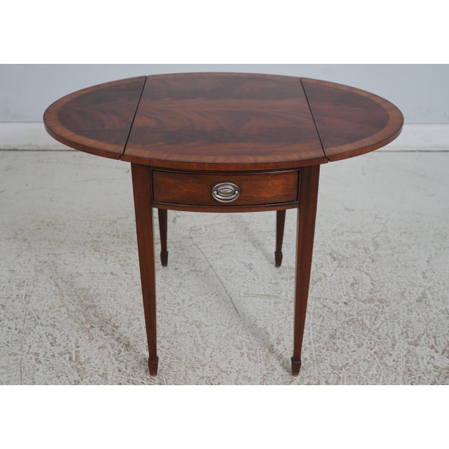 Traditional Ethan Allen Figural Mahogany Pembroke Style Lamp Table For Sale - Image 3 of 12